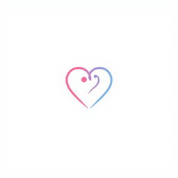 A minimalist logo design for a dating website, featuring a stylized heart shape that seamlessly integrates with two abstract figures representing a couple