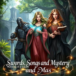 A fantasy adventure novel cover titled 'Swords, Songs and Mystery'