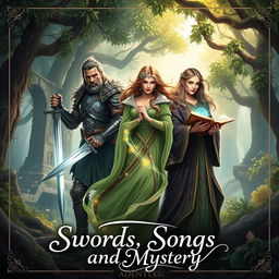 A fantasy adventure novel cover titled 'Swords, Songs and Mystery'