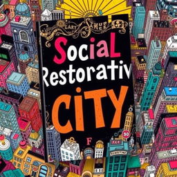 A beautifully designed book cover featuring clever typography for the book titled "Social Restorative City" by the author 'F'