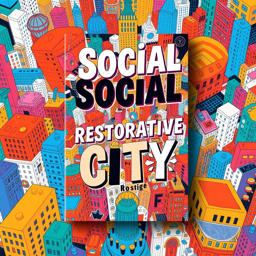 A beautifully designed book cover featuring clever typography for the book titled "Social Restorative City" by the author 'F'