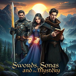 A fantasy adventure novel cover titled 'Swords, Songs and Mystery'