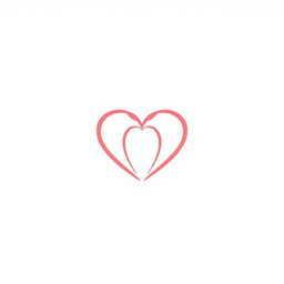 A minimalist logo for a dating website, featuring an abstract symbol of two stylized human figures forming a heart shape together