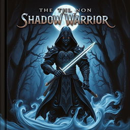 A captivating front cover for a book titled 'The Shadow Warrior'