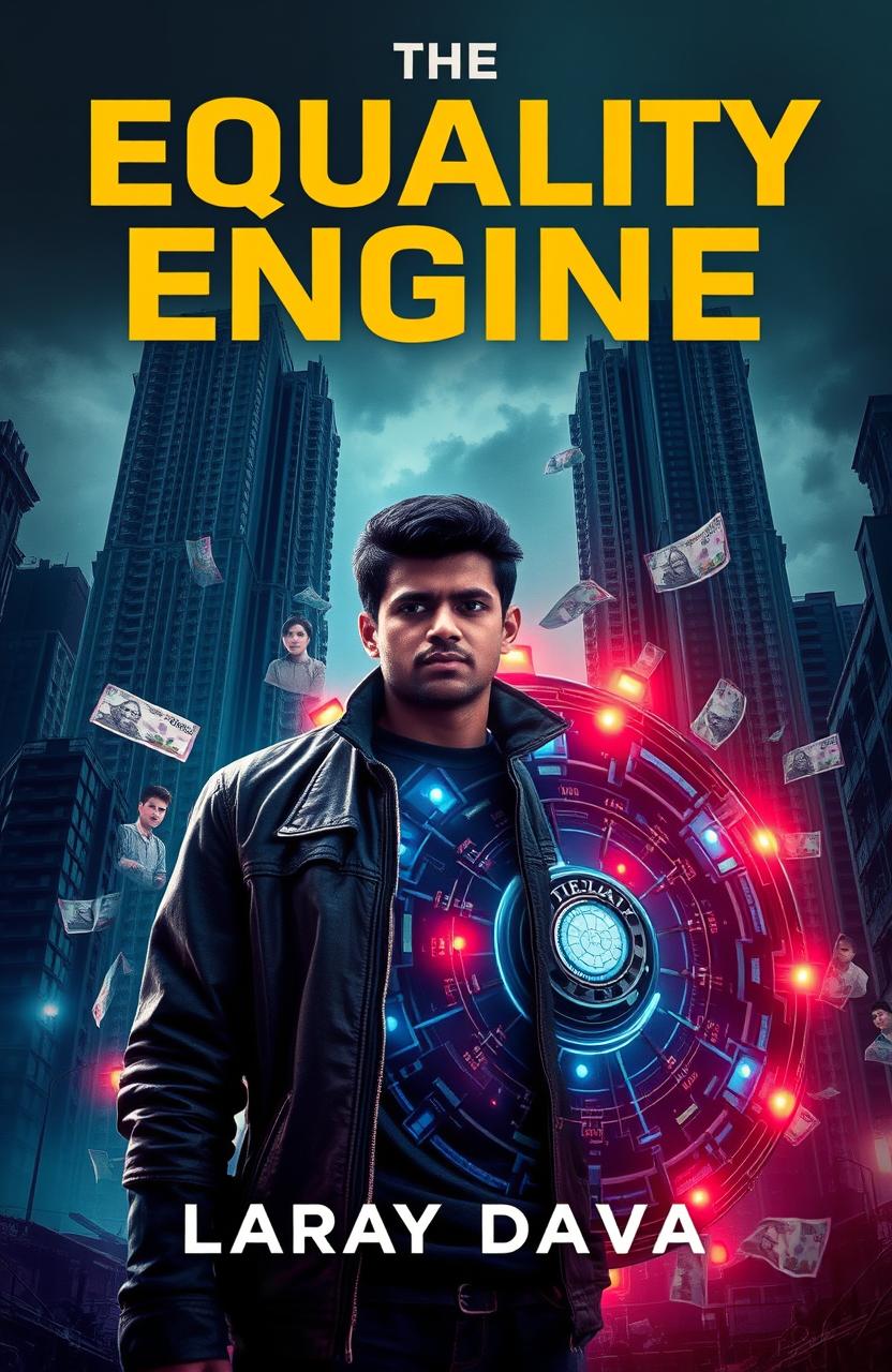 A visually compelling cover for a dystopian thriller titled 'The Equality Engine'