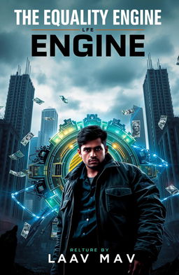 A visually compelling cover for a dystopian thriller titled 'The Equality Engine'