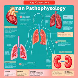 An educational illustration demonstrating key concepts in human pathophysiology