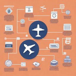 Graphic icons symbolizing key components of Airbus's information system, such as databases and supply chains