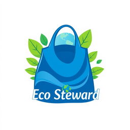 A modern and eye-catching logo featuring a blue eco bag as the central element