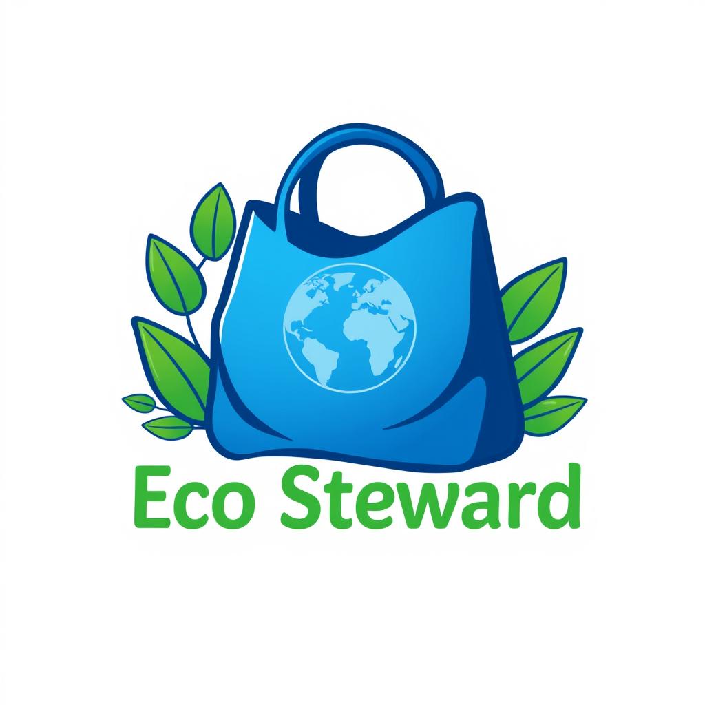 A modern and eye-catching logo featuring a blue eco bag as the central element