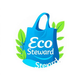 A modern and eye-catching logo featuring a blue eco bag as the central element