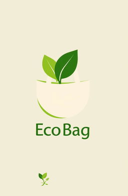 A modern logo design for an eco-friendly bag, featuring a stylized green leaf intertwined with a reusable shopping bag