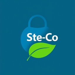 A modern logo design for a blue bag, featuring a stylized blue leaf intertwined with a reusable shopping bag silhouette