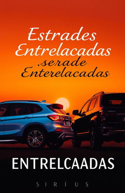 A striking cover image featuring Roxy, a light blue BMW X1, and Sirius, a black Hilux, parked side by side during sunset