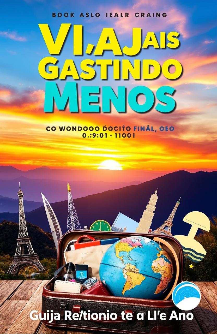 A captivating book cover design for 'Viaje Mais Gastando Menos: Guia Prático para o Final de Ano'