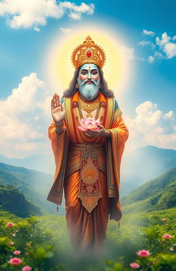 An ethereal representation of Bhagavan, depicted as a divine figure radiating calmness and wisdom