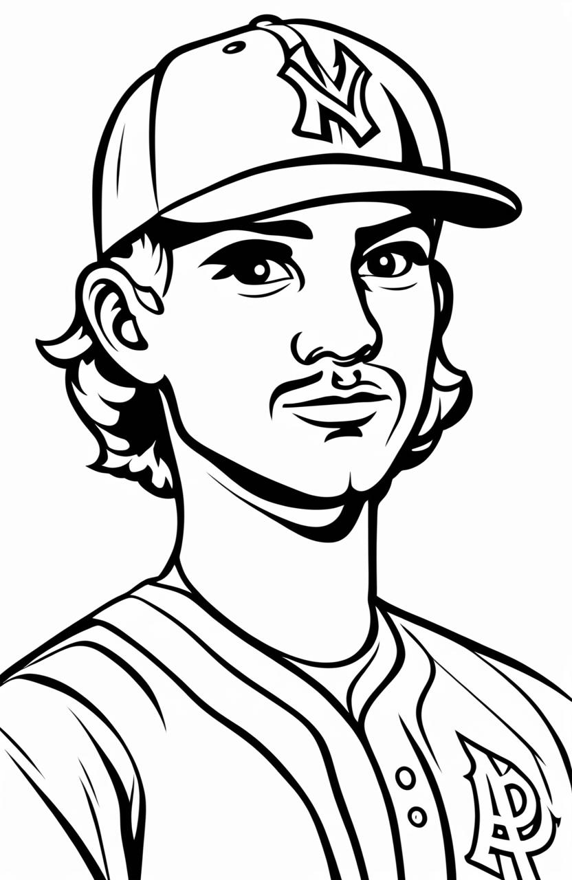 Simplistic coloring page featuring a baseball player.