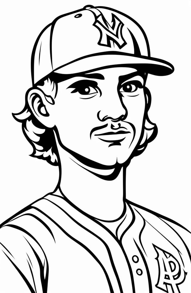 Simplistic coloring page featuring a baseball player.