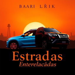 A captivating book cover featuring Roxy, a light blue BMW X1, and Sirius, a black Hilux, parked side by side