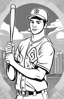 Simplistic coloring page featuring a baseball player.