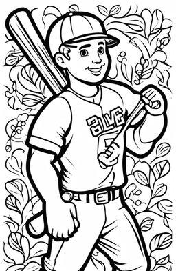 Simplistic coloring page featuring a baseball player.