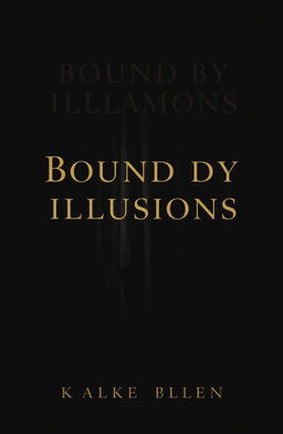 A minimalist book cover design for "Bound by Illusions", featuring a striking image of a closed, dark velvet curtain slightly parted in the center, hinting at mystery and intrigue behind it