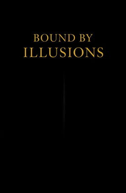 A minimalist book cover design for "Bound by Illusions", featuring a striking image of a closed, dark velvet curtain slightly parted in the center, hinting at mystery and intrigue behind it