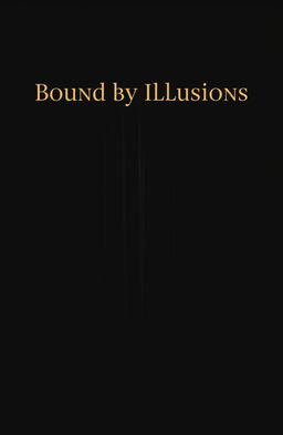 A minimalist book cover design for "Bound by Illusions", featuring a striking image of a closed, dark velvet curtain slightly parted in the center, hinting at mystery and intrigue behind it