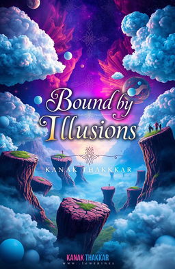 The cover design for a book titled "Bound by Illusions" by Anaya, done in a captivating and imaginative style