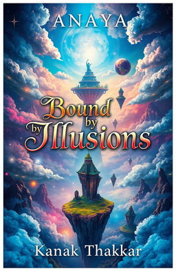 The cover design for a book titled "Bound by Illusions" by Anaya, done in a captivating and imaginative style