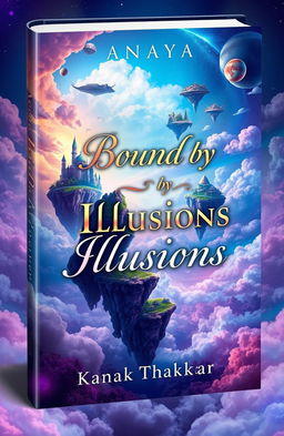 The cover design for a book titled "Bound by Illusions" by Anaya, done in a captivating and imaginative style