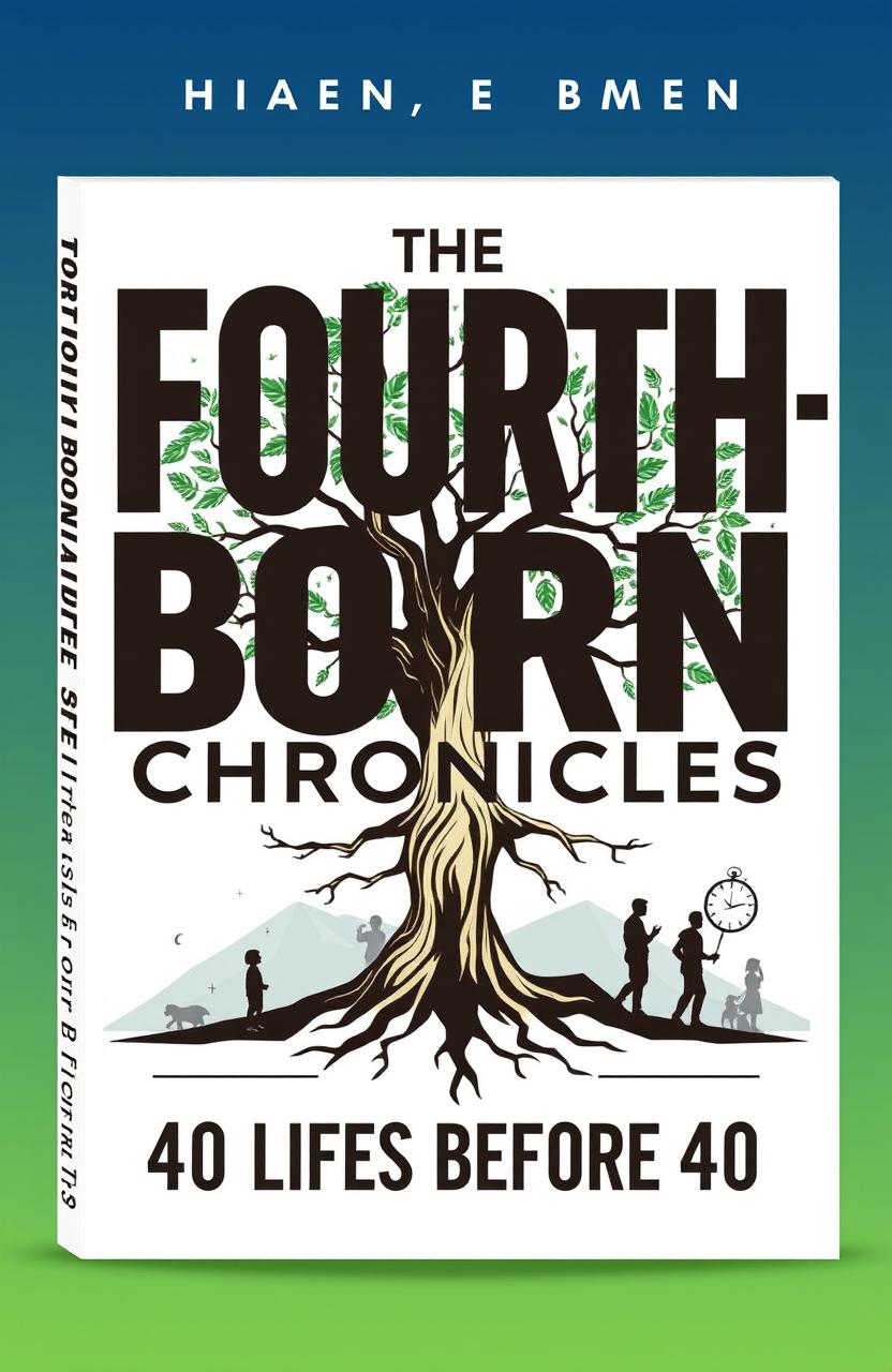 A visually appealing book cover design for a self-help book titled 'The Fourth-Born Chronicles: 40 Lessons for Life Before 40', aimed at men