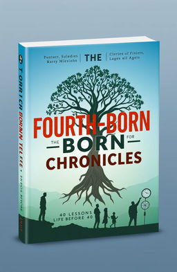 A visually appealing book cover design for a self-help book titled 'The Fourth-Born Chronicles: 40 Lessons for Life Before 40', aimed at men