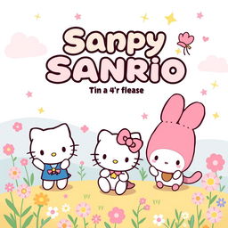 A whimsical Sanrio-themed banner, featuring beloved characters like Hello Kitty, My Melody, and Cinnamoroll engaging in cheerful activities
