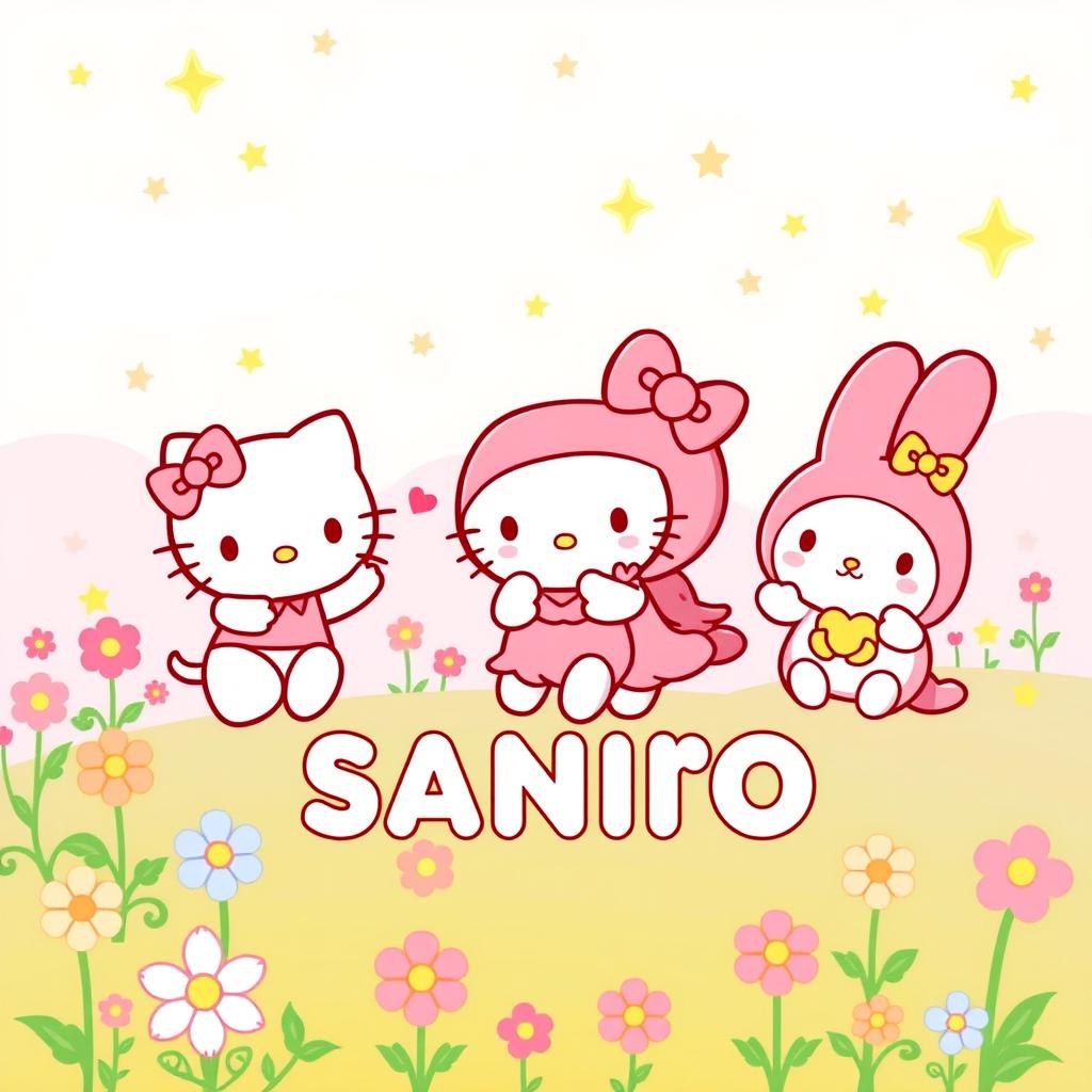 A whimsical Sanrio-themed banner, featuring beloved characters like Hello Kitty, My Melody, and Cinnamoroll engaging in cheerful activities