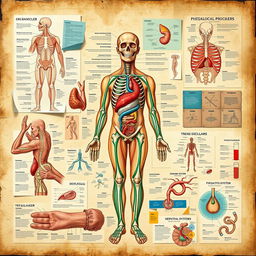 A comprehensive and visually engaging presentation of human anatomy and physiology, showcasing various systems like muscular, skeletal, circulatory, and nervous systems