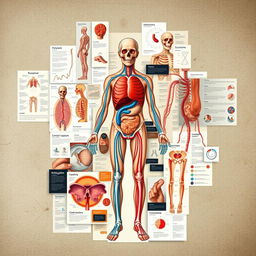 A comprehensive and visually engaging presentation of human anatomy and physiology, showcasing various systems like muscular, skeletal, circulatory, and nervous systems