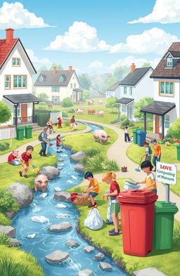 A vibrant digital art piece that showcases a clean community environment