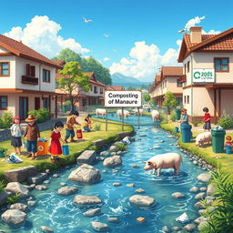A vibrant digital art piece in ultra HD that illustrates a clean community