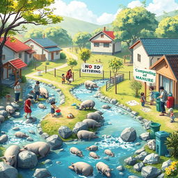 A vibrant digital art piece in ultra HD that illustrates a clean community