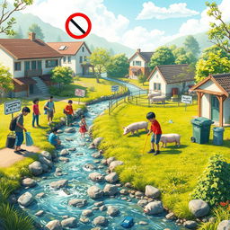 A vibrant digital art piece in ultra HD that illustrates a clean community