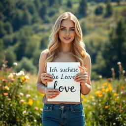 A 35-year-old woman standing full-length in a picturesque natural environment, gracefully posing with a clear, radiant face