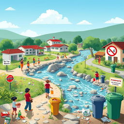 A vibrant digital art piece in ultra HD that depicts a clean community environment