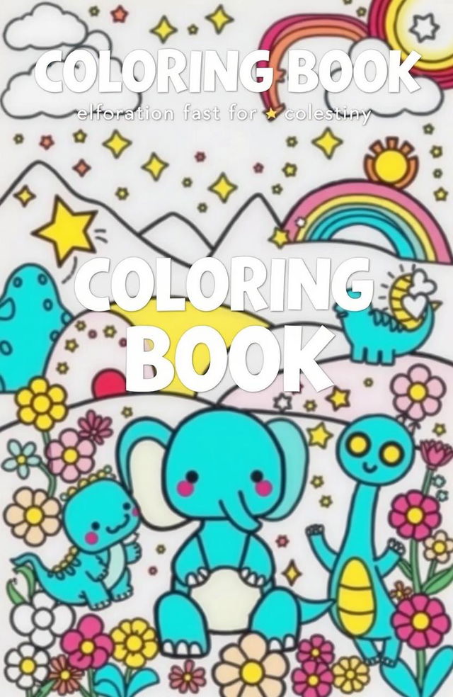 A vibrant and engaging coloring book tailored for small children featuring cute animals, whimsical landscapes and fun shapes