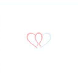 A minimalist logo for a dating website featuring an abstract design of two interlocking hearts to symbolize connection and love