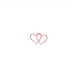 A minimalist logo for a dating website featuring an abstract design of two interlocking hearts to symbolize connection and love