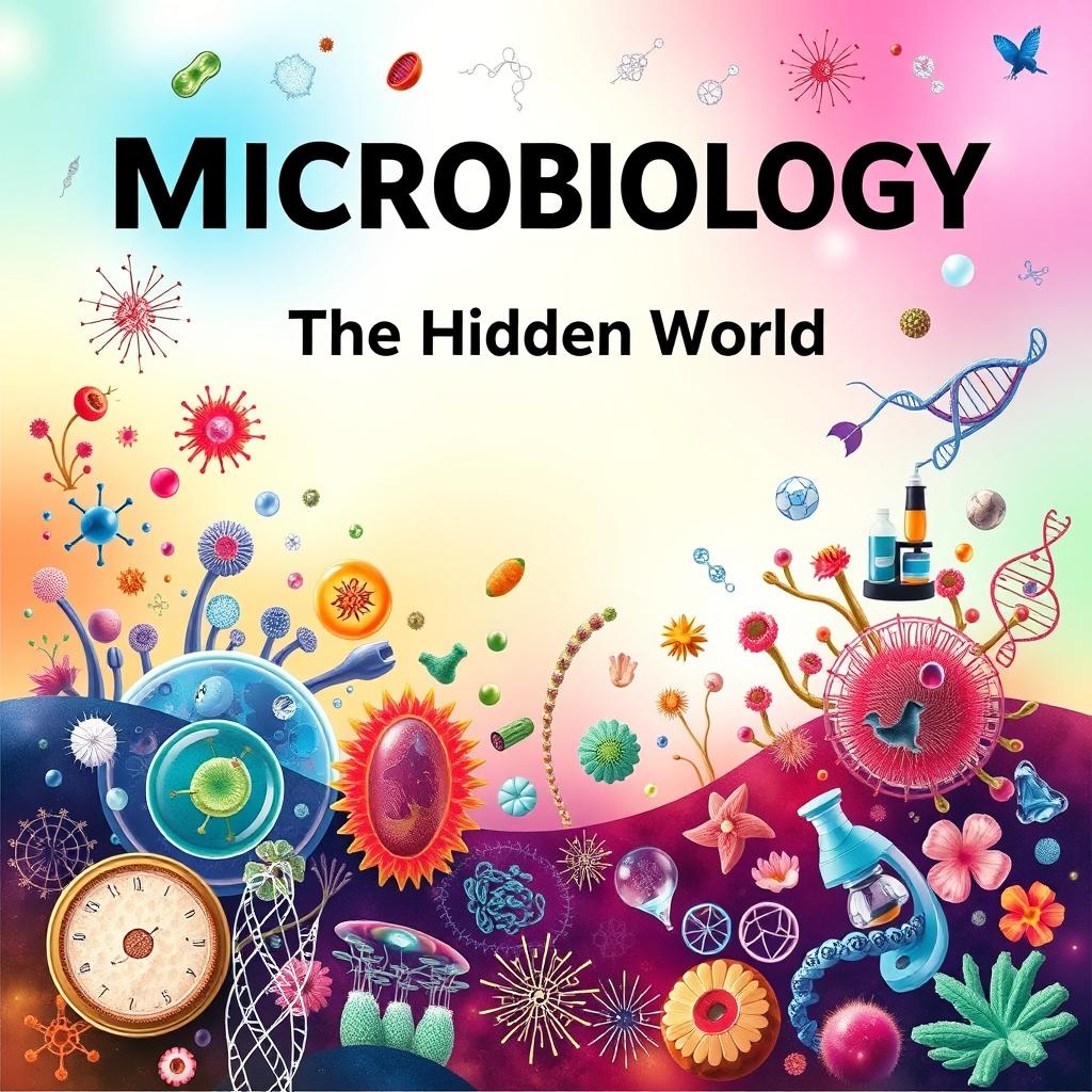 A captivating and visually striking cover page for a microbiology publication