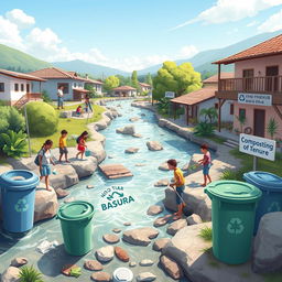 A vibrant digital art piece in ultra HD showcasing a clean community