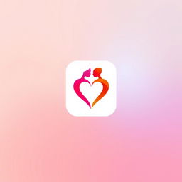 A distinctive logo design for a dating app, featuring two overlapping silhouettes of people forming a heart shape in the center, symbolizing connection and love