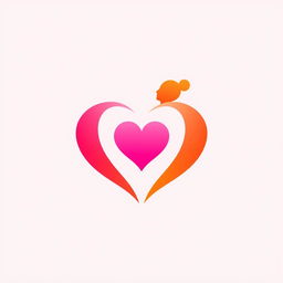 A distinctive logo design for a dating app, featuring two overlapping silhouettes of people forming a heart shape in the center, symbolizing connection and love
